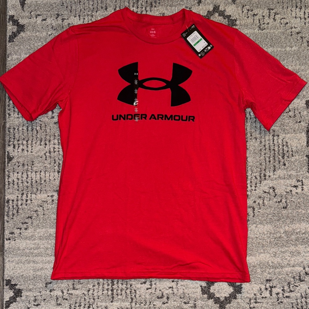 Under Armour Men's Bold Red Tee with Black Logo
